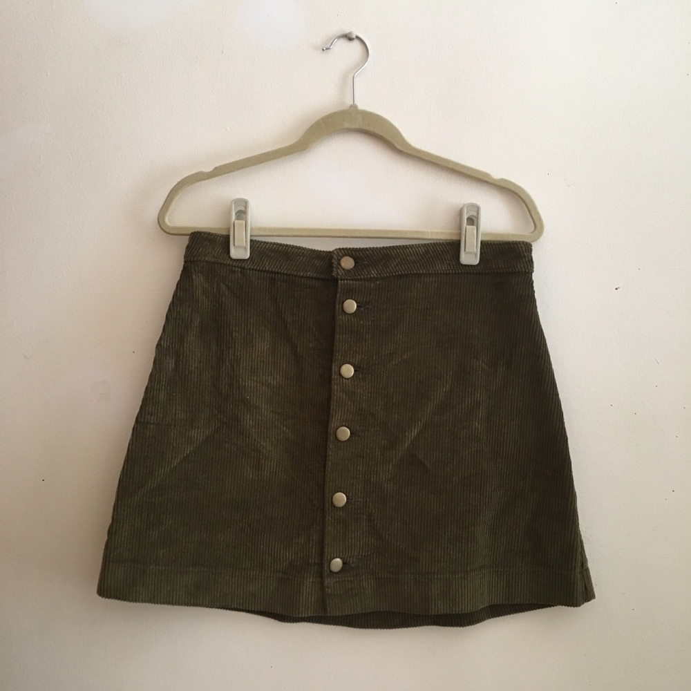 American Apparel Corduroy Button Down A-Line Skirt